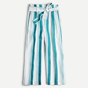 J. Crew Cabana Stripe Linen Paperbag Pants